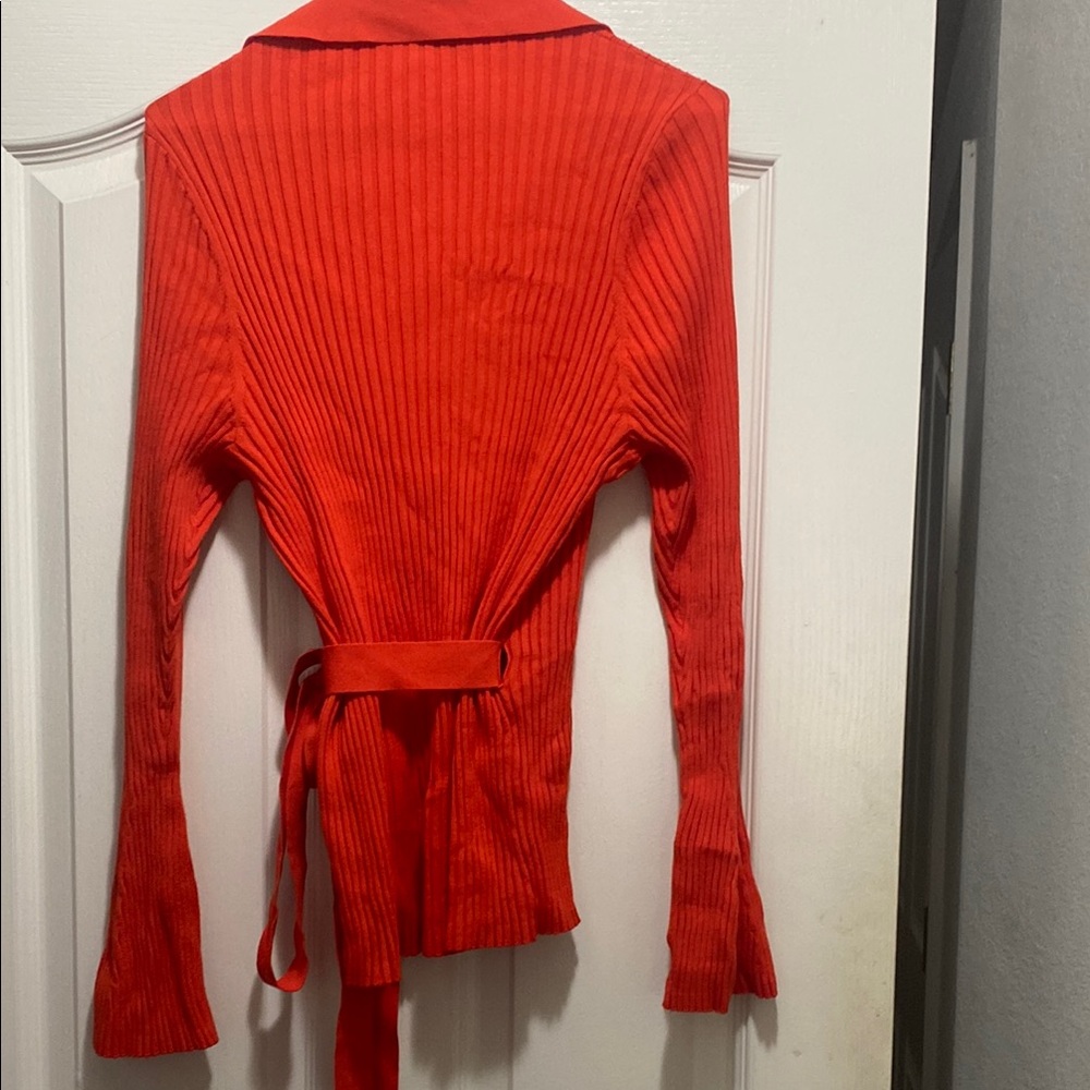 Loft Ribbed Collared Wrap Sweater - Picture 5 of 5